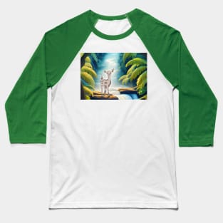 Deer in the Jungle and Waterfall Baseball T-Shirt